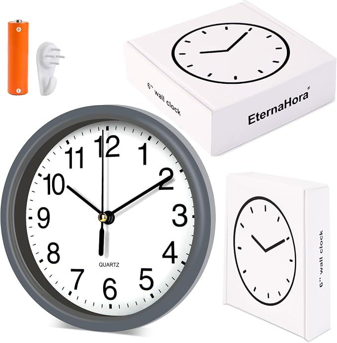 Silent Wall Clock Non Ticking, 6 Inch Wall Clocks Battery Operated, Small - Image 7