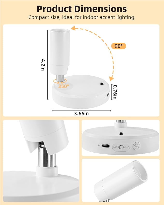 EZVALO Spot Lights Indoor, 5500mAh Rechargeable Plant Spotlights - Image 5
