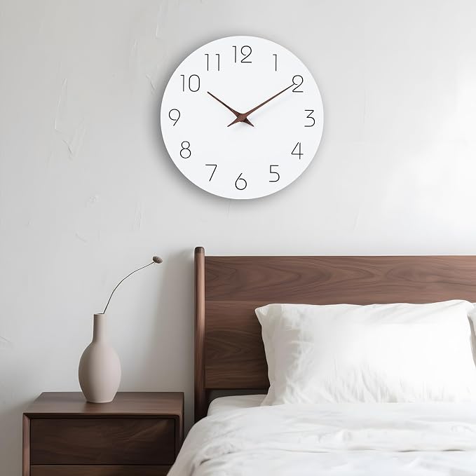 Mosewa Wall Clock Battery Operated 8 Inch White Silent Non Ticking Simple - Image 9