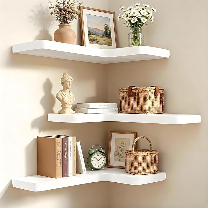 Floating Corner Shelves, Wall Shelf Set of 3, Shelves - Image 4