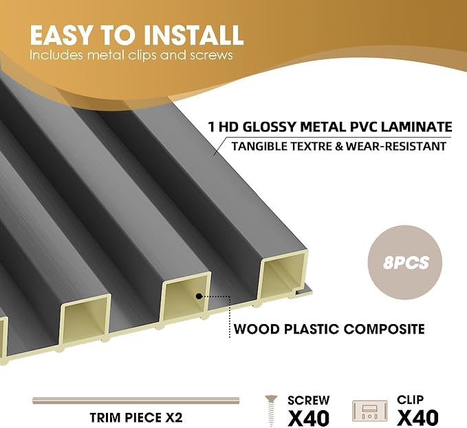 OUZUGIE WPC Acoustic Slat Wall Paneling, Living Room, TV Background, Study Room - Image 4
