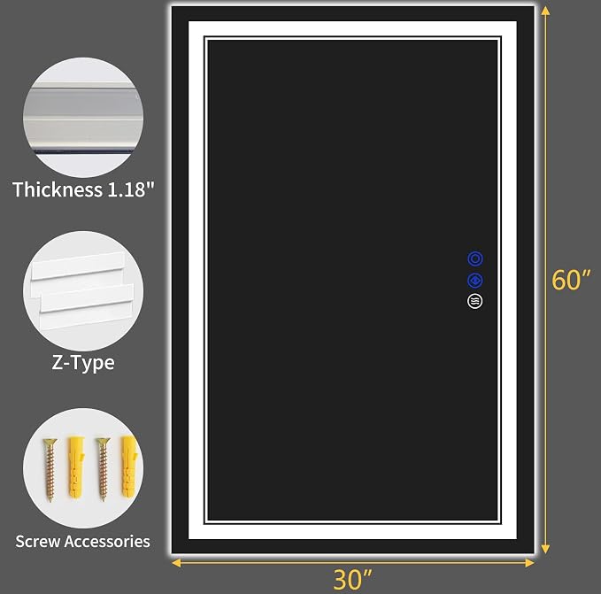 60"x30" LED Bathroom Mirror - Image 9