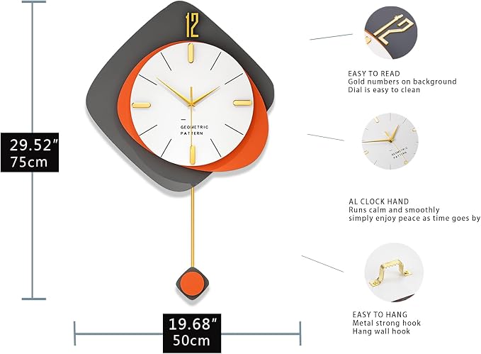 FLEBLE Large Wall Clocks for Living Room Decor Big Modern Decortive Wall Clock - Image 6