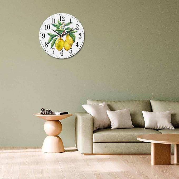 Mxocom Watercolor Lemon Wall Clock Citrus Fruit on a Branch - Image 7