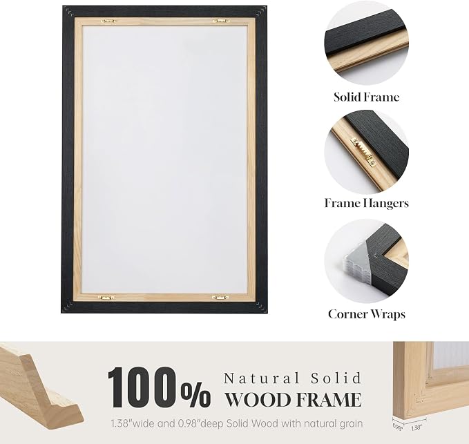 Large Framed Black and White Grey Abstract Wall Art - Image 7