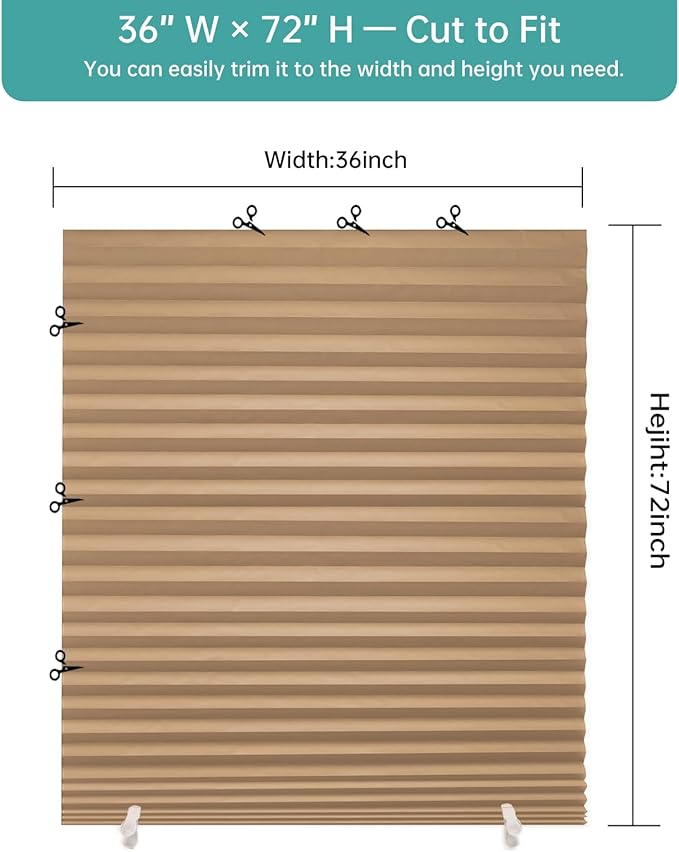 Changshade 6 Pack Temporary Shades, Pleated Paper Blinds - Image 3