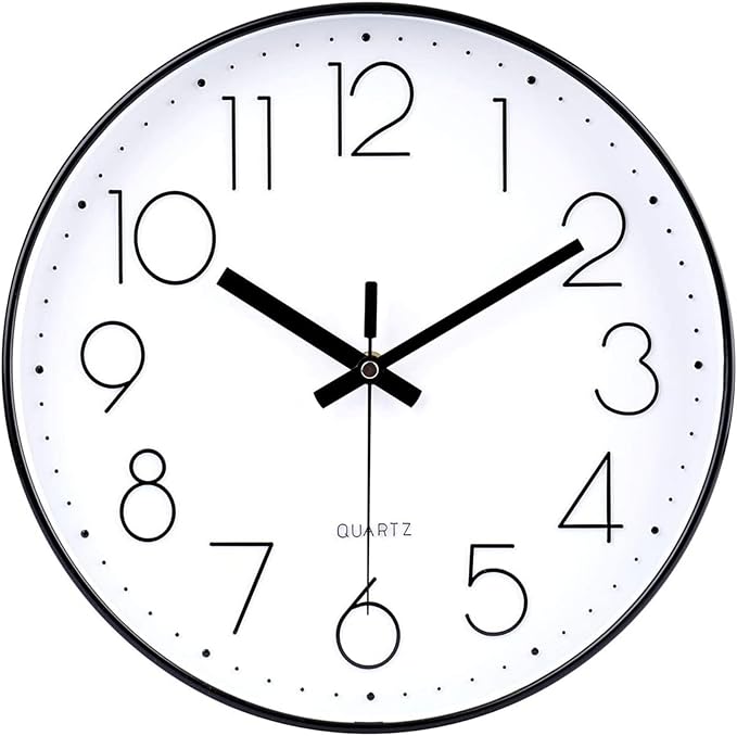 8 Inch Small Black Wall Clocks Silent Non Ticking Battery Operated by HorizentWallClock