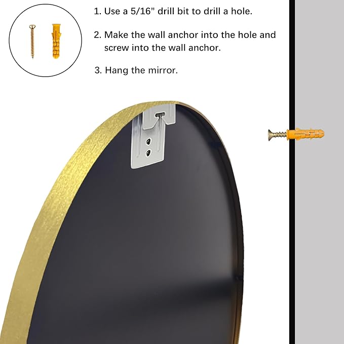 Sunniry Round Gold Mirror, 28 inch Round Mirror, Circle Bathroom Mirrors Metal - Image 7