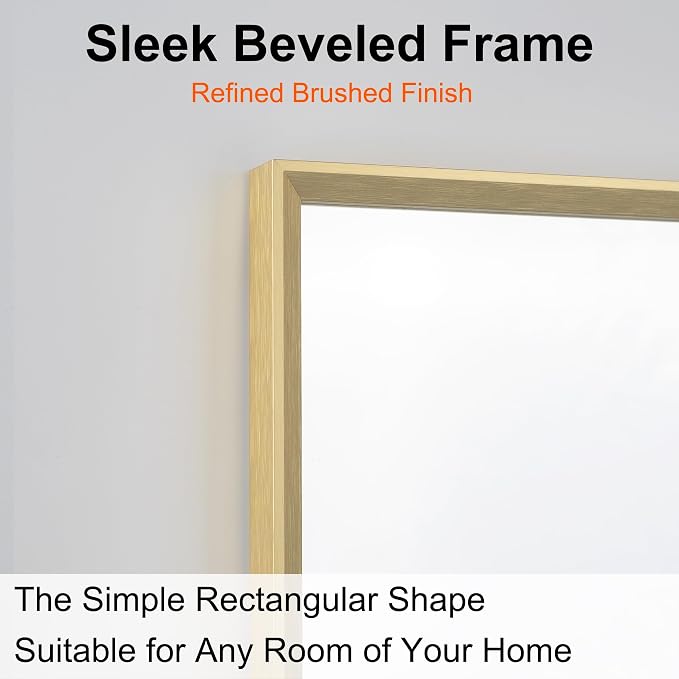 Bathroom Mirror for Wall, 30x40 Inch Metal Framed Mirror, Brushed Gold - Image 2
