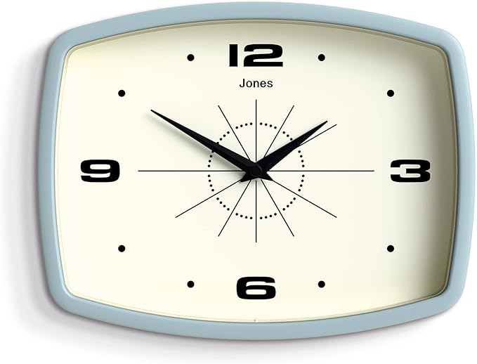 JONES CLOCKS® Movie wall Clock | Retro Rectangular Clock | 10 inch | Pale Blue by JONESCLOCKS