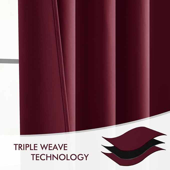 MIULEE Christmas Wine Red Back Tab Blackout Curtain 96 Inch Long 2 Panels Set - Image 7