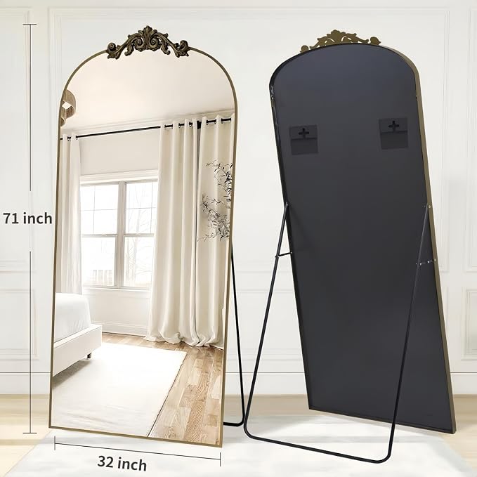 Dewfig Arched Full Length Mirror, Floor Mirror - Image 7