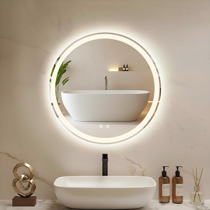 DUMOS 24 Inch Round LED Bathroom Mirror - Image 2