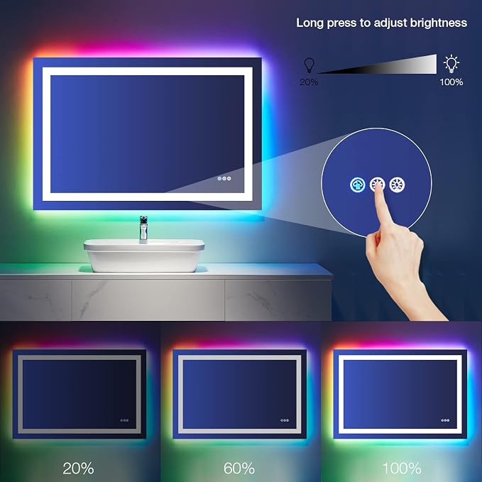 LOAAO 40"X24" LED Bathroom Mirror - Image 5