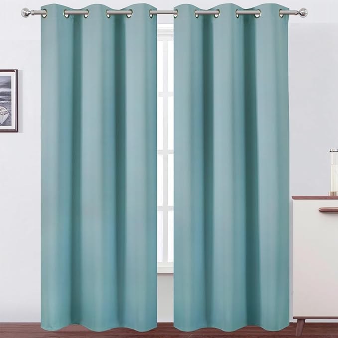 LEMOMO Stone Blue Thermal Blackout Curtains/42 x 95 Inch/Set of 2 Panels Room by Lemomo