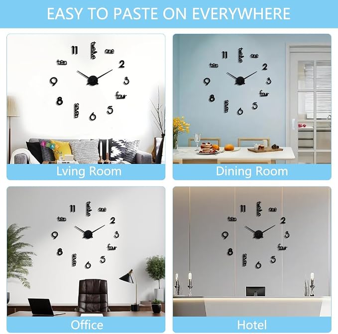 Large Modern Art Deco Wall Clock Silent Acrylic Unique Decorative Wall Clocks - Image 3