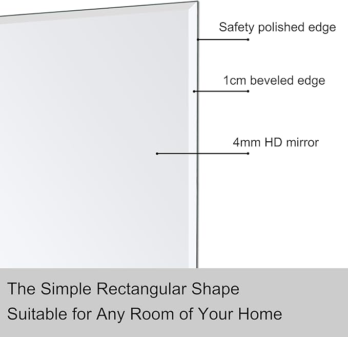 Ruomeng Wall Mirror Beveled Edge Frameless Mirror 24” x 36" Accent Mirror - Image 5