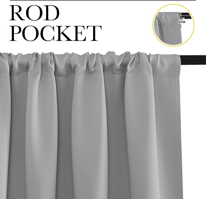 NICETOWN 2 Panels Blackout Curtains, Rod Pocket Thermal Insulated Drapes - Image 2