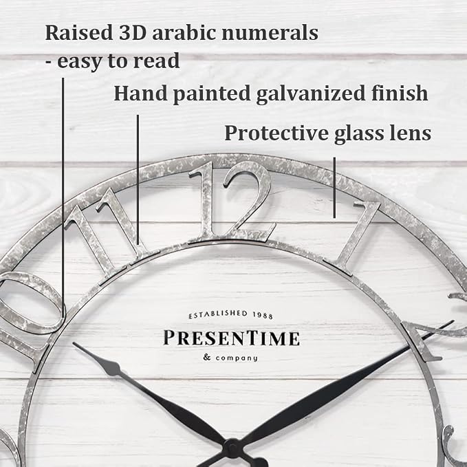 Presentime & Co 21" Farmhouse Series Wall Clock, Shiplap Style, Raised 3D - Image 3