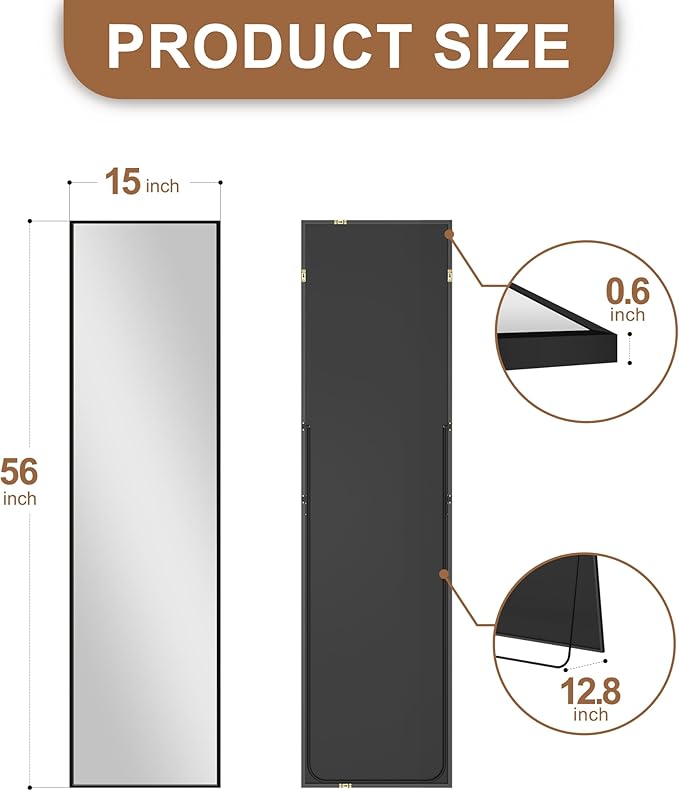 Delma Wall Full Length Mirror, Standing Mirror Full Body, Large Floor - Image 5