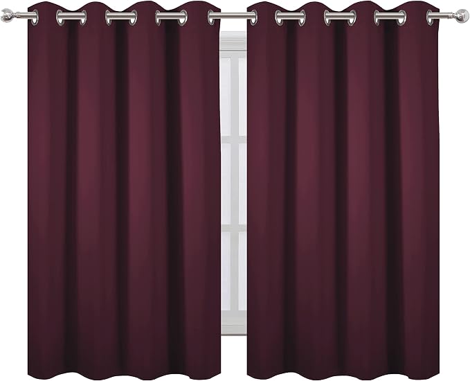 LEMOMO Burgundy Red Thermal Blackout Curtains/52 x 54 Inch/Set of 2 Panels Room - Image 2