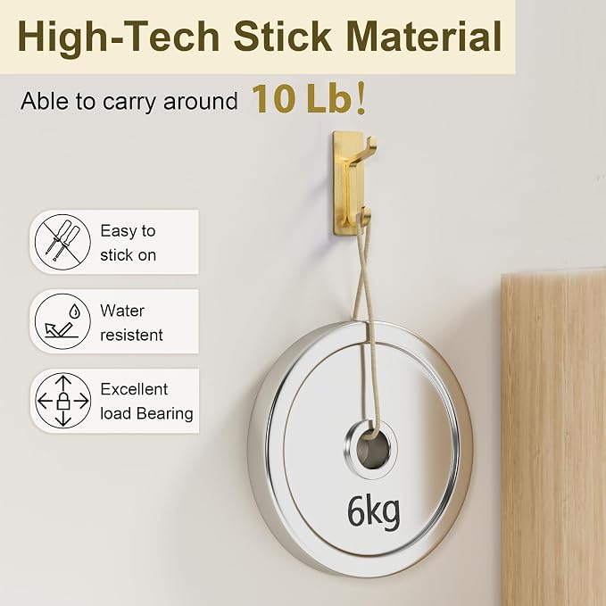 Self Adhesive Wall Hooks for Hanging: Extra Strong 13 LB, Hook for Coat - Image 2