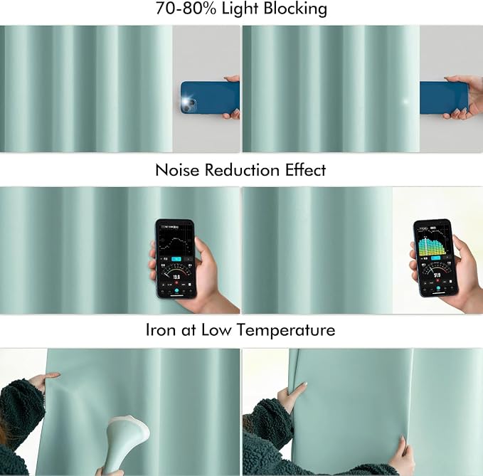 MIULEE Aqua Back Tab Blackout Curtains 72 Inches Long 2 Panels Set - Image 5