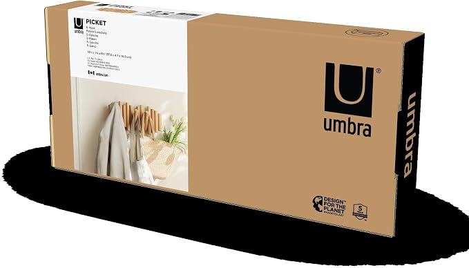 Umbra Picket Coat Rack Wall Mount – 5 Flip-Down Wood Coat Hooks, Modern & - Image 8