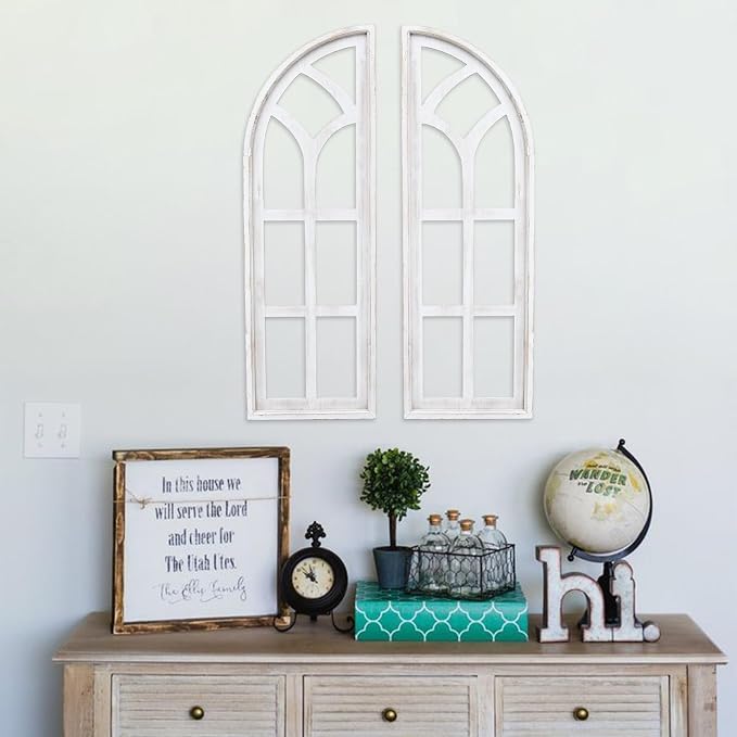 SwallowLiving Set of 2 Cathedral Arch Window Frame Wall Decor - Image 7