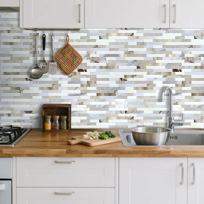 AULIGET 2 Sheets Faux Stone Peel and Stick Backsplash - Image 2