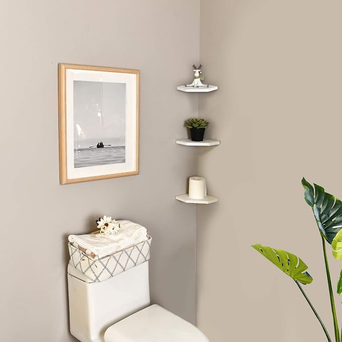WELLAND 7-Inch Floating Corner Shelves Set of 2, Wall Mounted Storage Shelf - Image 6