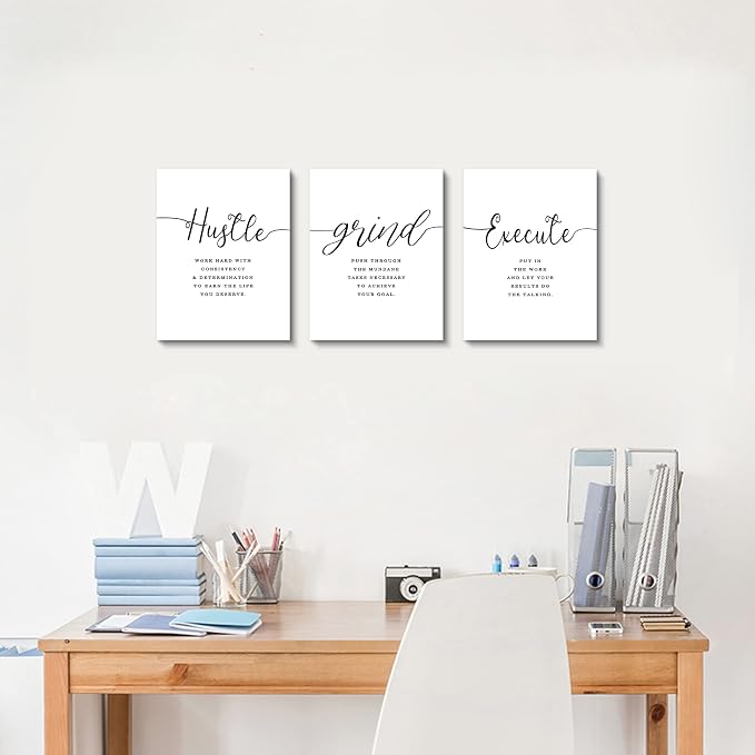 Framed Canvas Wall Art Grind Hustle Quote Poster, Office Wall Art, Positive - Image 6