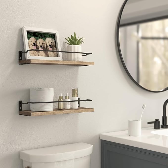 RICHER HOUSE Bathroom Shelves, Guard-Rail Floating Shelves - Image 2