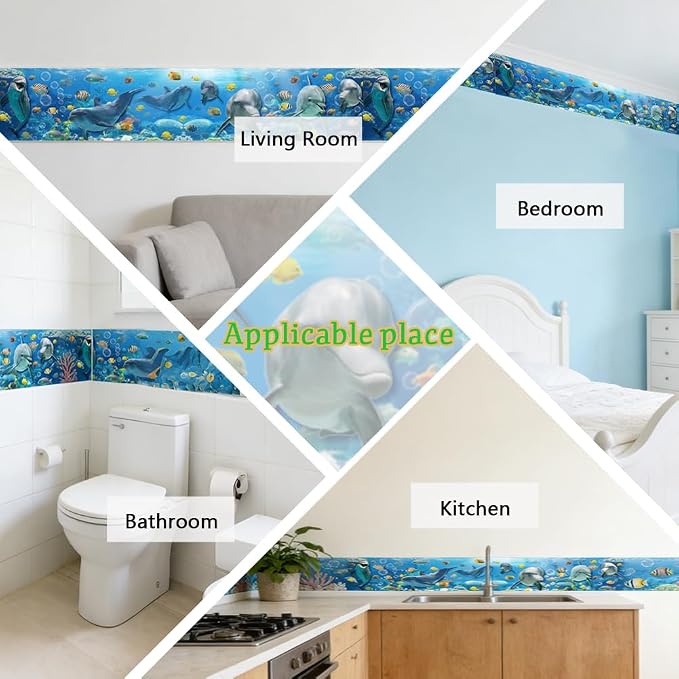 Ocean Wallpaper Border Wall Border Trim Peel and Stick 19.7 x 4 Inch Ocean - Image 7