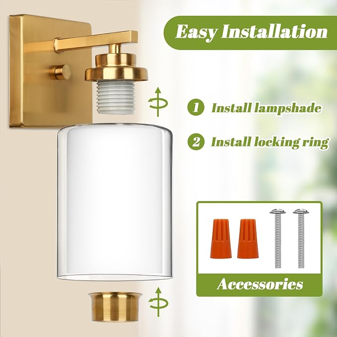 VerRon Set of 2 Wall Sconces for Bathroom, Modern Vanity Light Fixtures - Image 5