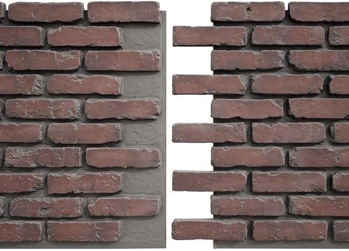 EverStone Aged Brick Faux Brick Panel, 46 7/8"W x 27"H x 1 1/4"D, Stratus Color - Image 8