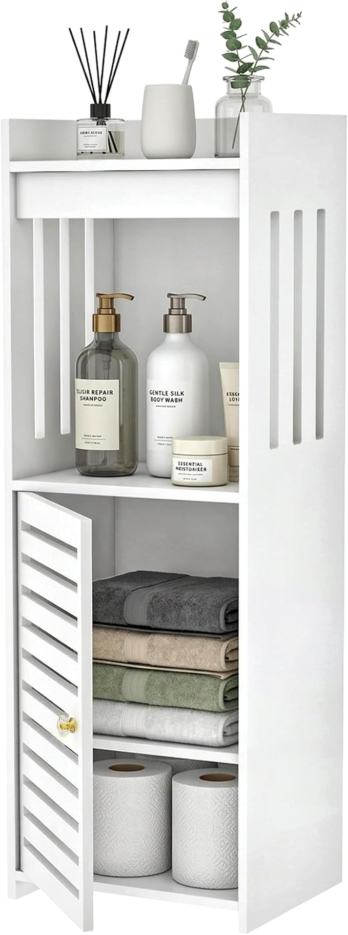 Narrow Bathroom Storage Cabinet, 4-Tier Slim Organizer by HaveaGreatDay