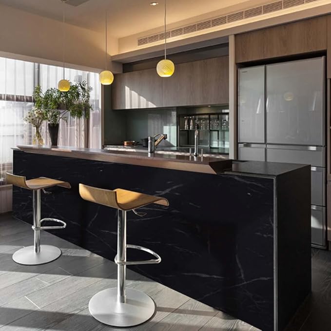 Arthome Black Marble, 17x393 Inches Peel and Stick Wallpaper, Marble Contact - Image 2