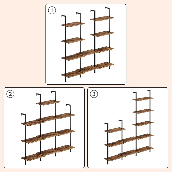 HOOBRO DIY Ladder Shelf, 5-Tier Wooden Wall Mounted Bookshelf, Narrow Bookcase - Image 7