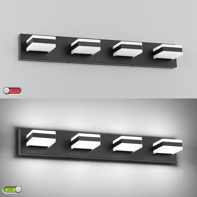 SOLFART Bathroom Light Fixtures, 4 Lights Modern LED Vanity Lights Over Mirror - Image 5