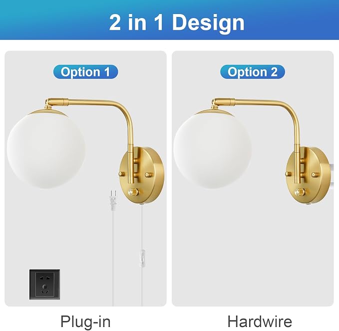 VATONI Wall Sconces Plug in, Dimmable Swing Arm Wall Lights - Image 7