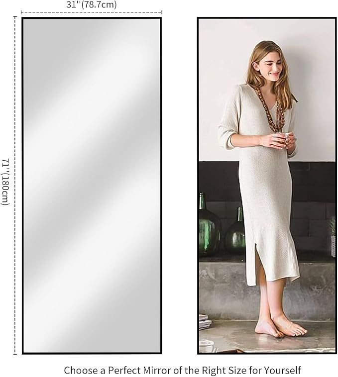 Koonmi 71"x30" Floor Mirror Full Length, Bedroom Floor Body Mirror - Image 6