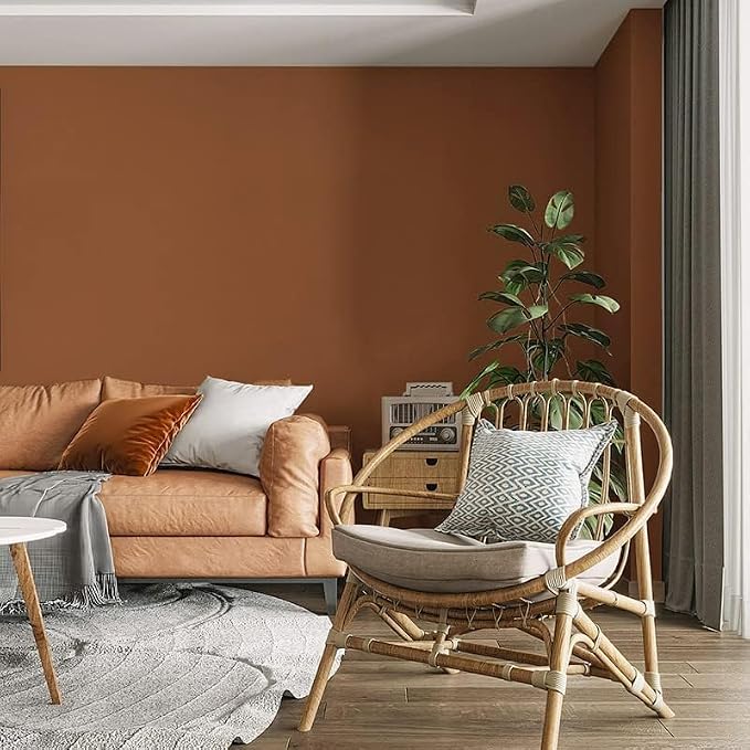 Safiyya Peel and Stick Wallpaper Dark Orange Contact Paper 393"x17.7" Solid - Image 7