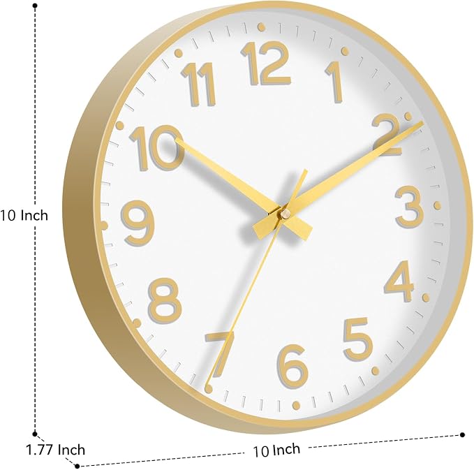 Roymnie Wall Clock, 10 Inch Silent Wall Clocks Battery Operated-Modern Non - Image 3
