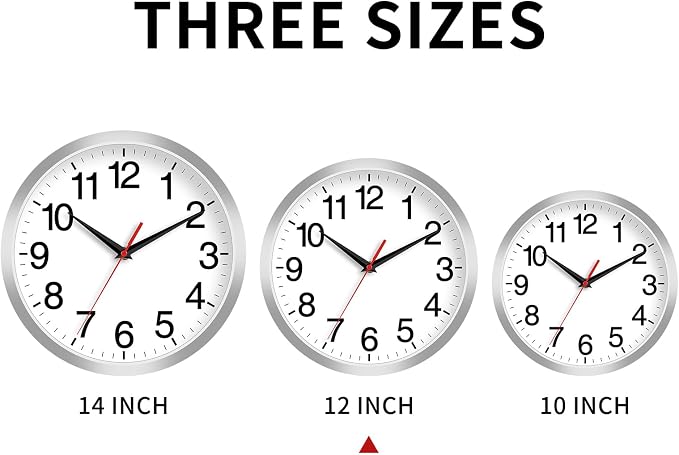 Rohioue 12 Inch Wall Clock Modern Battery Operated Silent Non Ticking Analog - Image 2