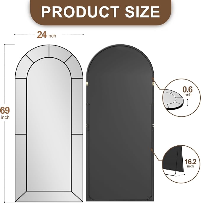 Wall Mirror, Full Length Floor, Window Pane - Image 5