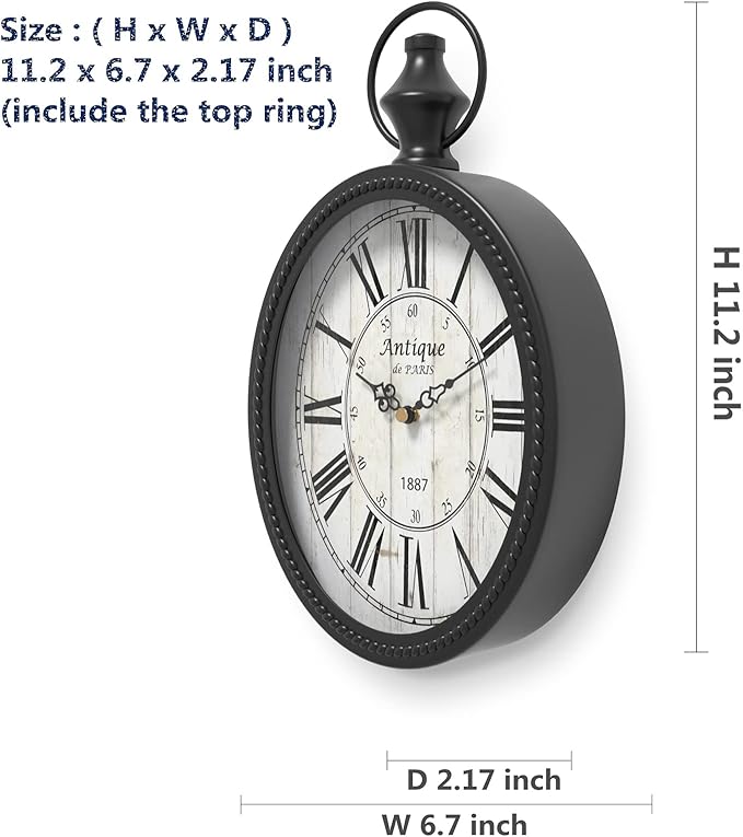 Menterry Small Retro Oval Wall Clock, Antique Old Design, Battery Operated - Image 2