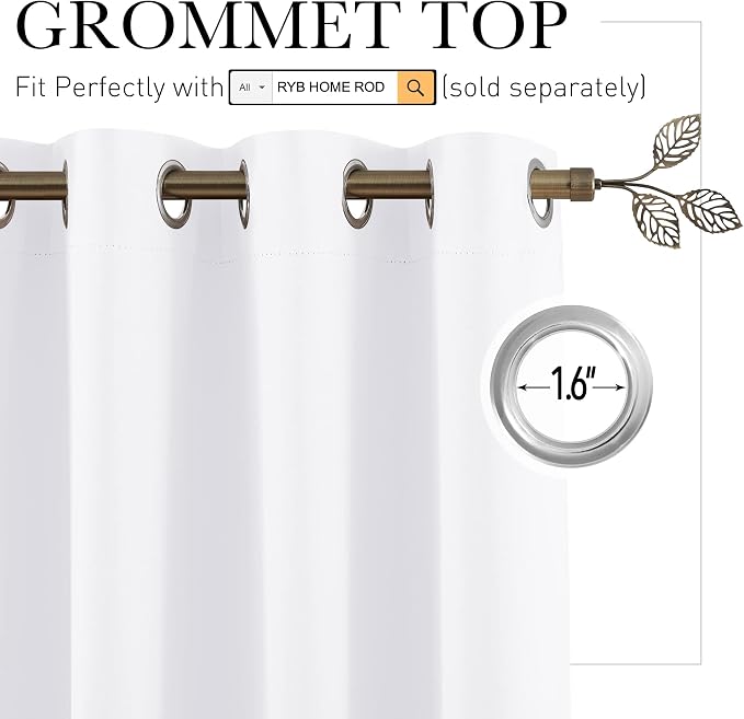 RYB HOME White Room Divider Curtains Privacy Screen Shades Separator - Image 2