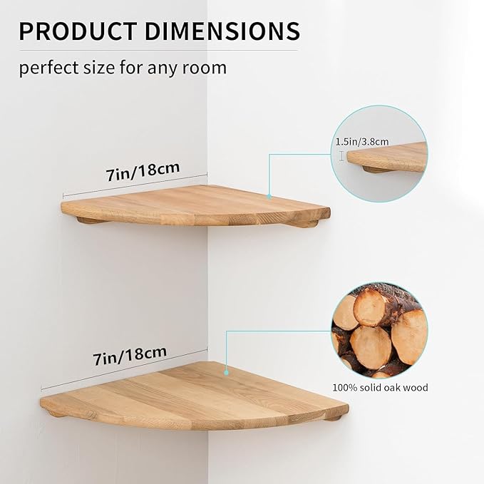 Corner Shelves, Floating Corner Shelf, Round End Wall Mount - Image 6