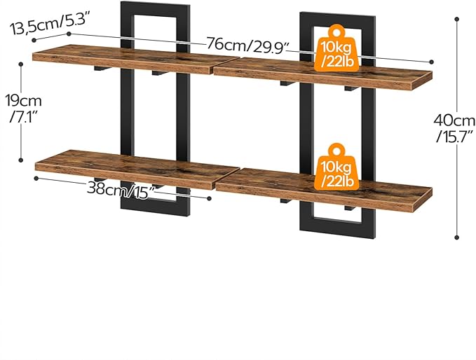 HOOBRO Floating Shelves, 15 Inch Wall Shelf Set of 2, Wall Mounted Storage - Image 2